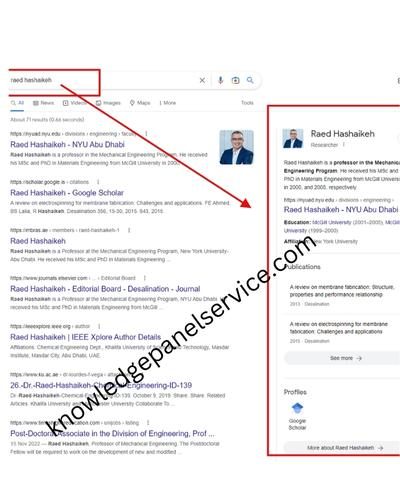 Researcher google knowledge panel service